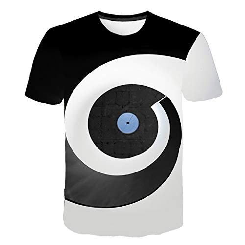 T-shirt loup 3D homme bleu en taille Large à manches courtes