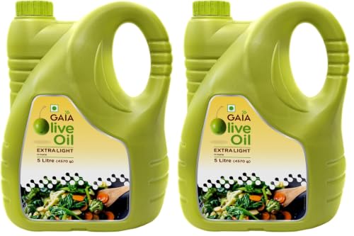 Image of GAIA's Extra Lite Olive Oil 5 LTR Packed with Flavor. For Healthy and Light Cooking - All Purpose Cooking Oil, High Smoke Point, Nutrient-filled, and Anti-Aging, rich blend of vitamins, antioxidants