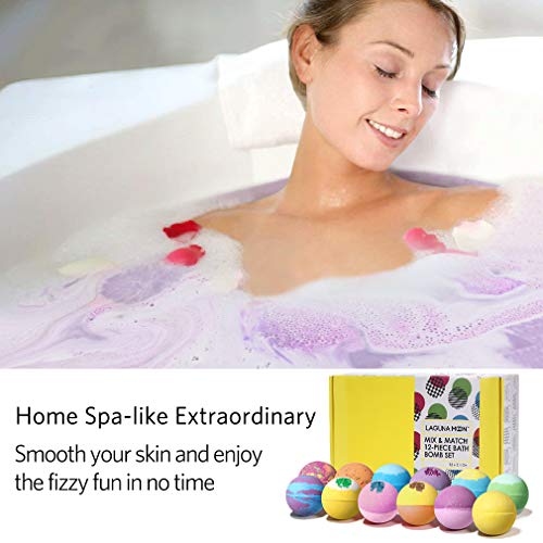 Bath Bombs Gift Set - Organic Extra Large 12 Pack Handmade Natural Bath Bombs With Essential Oils, Sea Salt, Shea Butter, Coconut Oil - Perfect Birthday, Valentines Gift For Women, Kids #TOP3