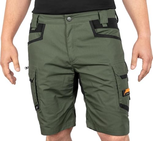 ACE Constructor Herren-Arbeitshose kurz - Männer-Arbeitshosen mit Cargo-Taschen & Stretch-Bund für den Sommer