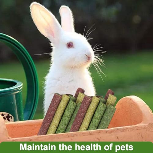 WeddHuis 20 Pcs Timothy Heu Sticks Kaninchen Spielzeug Kauspielzeug für Kaninchen Meerschweinchen Hamster Chinchilla Häschen Leckerli 3 Geschmacksrichtungen