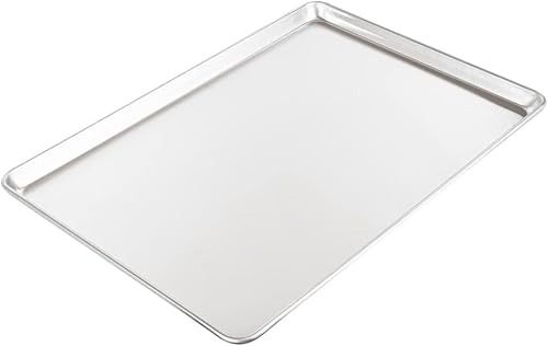 Restaurantware Met Lux 26 x 18 Inch Industrial Baking Pan 1 Heavy-Duty Full-Size Bakery Sheet Pan - Rimmed Edges Endures Up To 392F Aluminum Sheet Pan Dishwashable Ideal For Baking Or Roasting