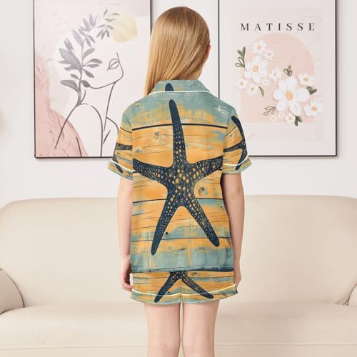 senya Pajama Sets Silky Button Down Nightwear Sleepwear Size 5-14 Years Starfish Board4