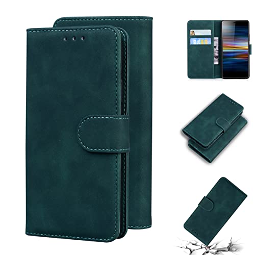 LMFULM® Étui pour Sony Xperia L3 I3312 I4312 I4332 I3322 (5,7 Pouces) PU Magnétique Pochette Cuir Housse Rabattable Case Stent Fonction Cover Vert