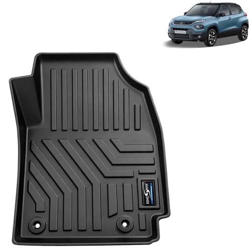 Image of KINGSWAY Accessories Custom-Fit TPE 5D Car Floor Mats Only Compatible with Tata Punch | Year 2021 to 2025 | Set of 3 Pcs | All Weather Anti Slip Foot Mat with Easy Wash | Black | 2 Years Warranty