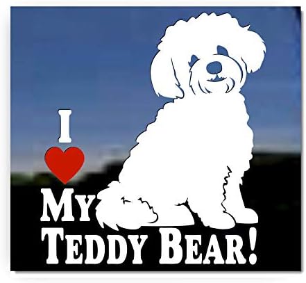 Miniatura 1 de Calcomanías de vinilo para ventana de perro con texto en inglés "I Love My Teddy Bear!" de Zuchon Shishon Bichon Shih Tzu de raza mixta