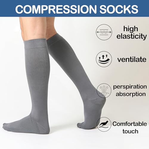 Compression Socks for Women & Men Knee High Support Socks for Nurses Running Athletic Travel - Image 3