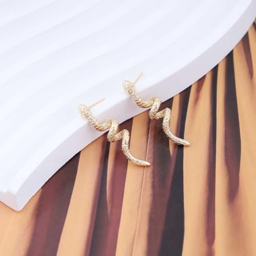 Gothic Snake Dangle Earrings Gold Swirl Snake Earrings Punk Snake Serpent Earrings Halloween Snake Stud Earrings Jewelry for Women and Girls3