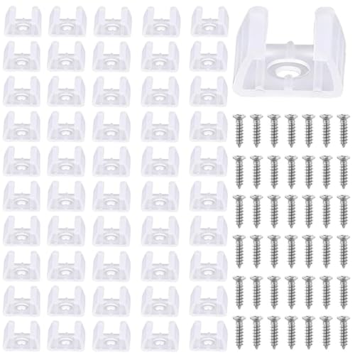 COYUN 50 Pièces Fixation Ruban LED, LED Néon Montage Clips Support Montage, Support pour Bandes, Inclure Vis pour 17mm à 20mm Silicone LED Néon Bande...