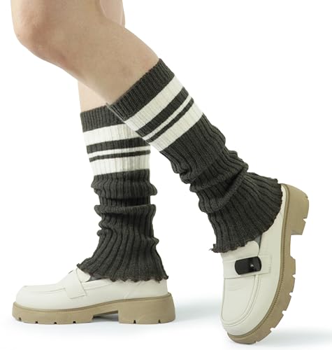 Image of BomKinta Leg Warmers for Women - Soft Fashion Knit Calf Accessories Gifts - Cute 80s Ruffle Leg Sleeves for Party Yoga