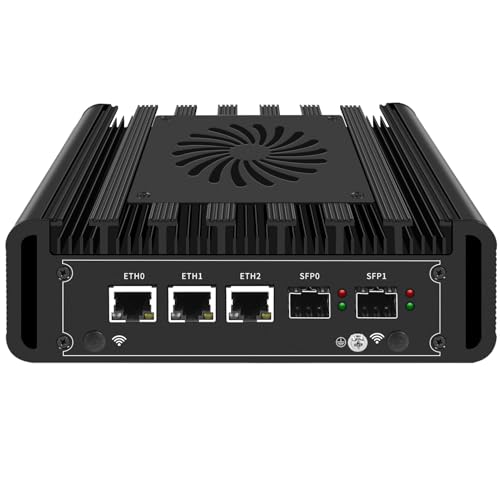 Dozlzyp 3 Port i226 2.5G Firewall Micro Appliance, Firewall Mini PC Alder Lake-N N100, 2x10G SFP+, HDMI, DP, 6xUSB, AES-NI VPN Router Support pfsense Openwrt, WiFi Slot, Barebone