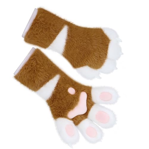 Gant combinaison en fourrure et griffes de chat pour cosplay