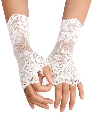 Avidlove Women Short Lace Gloves Fingerless Bridal Wrist Glove Opera Evening Wedding Tea Party Prom Cosplay Gothic Clothes3