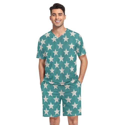 WDIRARA Men's Slogan Graphic 2 Piece Pajama Set Short Sleeve