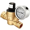 Kohree RV Water Pressure Regulator, Water Pressure Regulator for RV Camper Brass Lead-Free Adjustable Water Pressure Reducer Valve Inlet Screen Filter for Travel Trailer Garden
