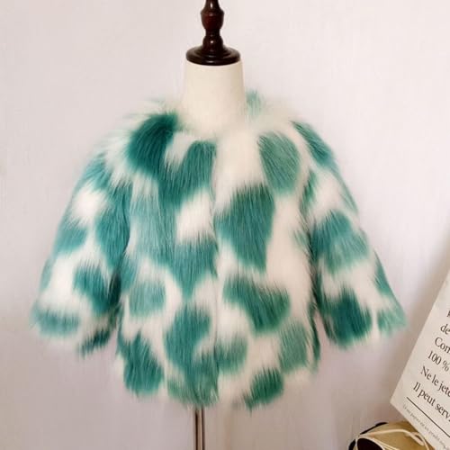Toddler Girls Faux Fur Jacket Long Sleeve Furry Color Block Coat Kids Windproof Warm Sweater for Festive Party3