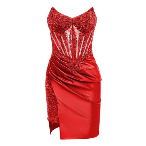 Satin Homecoming Dresses 2025 Mermaid Lace Applique Corset Graduation Party Cocktail Dresses for Teens XOD0501