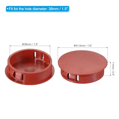 Image of PATIKIL 1.5 inch /38mm Plastic Hole Plugs, 20Pcs Flush Type Round Hole Plugs Cover Snap in Locking Hole Tube for Table Kitchen Cabinet Furniture, Red Brown