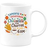 quotedazur - Taza Divertida Experto en desayunar chocolate con churros a las 6 AM - Regalo Feria de Abril, Sevilla, fiesta Para Mujer