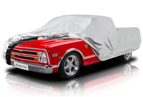 Image of Kayme Truck Cover Waterproof All Weather, Heavy Duty Outdoor Pickup Cover Sun Uv Rain Protection, Universal Fit Most Regular Cab Short Bed Chevy C10 S10 Ford F100 etc. Length Up to 206 inch.