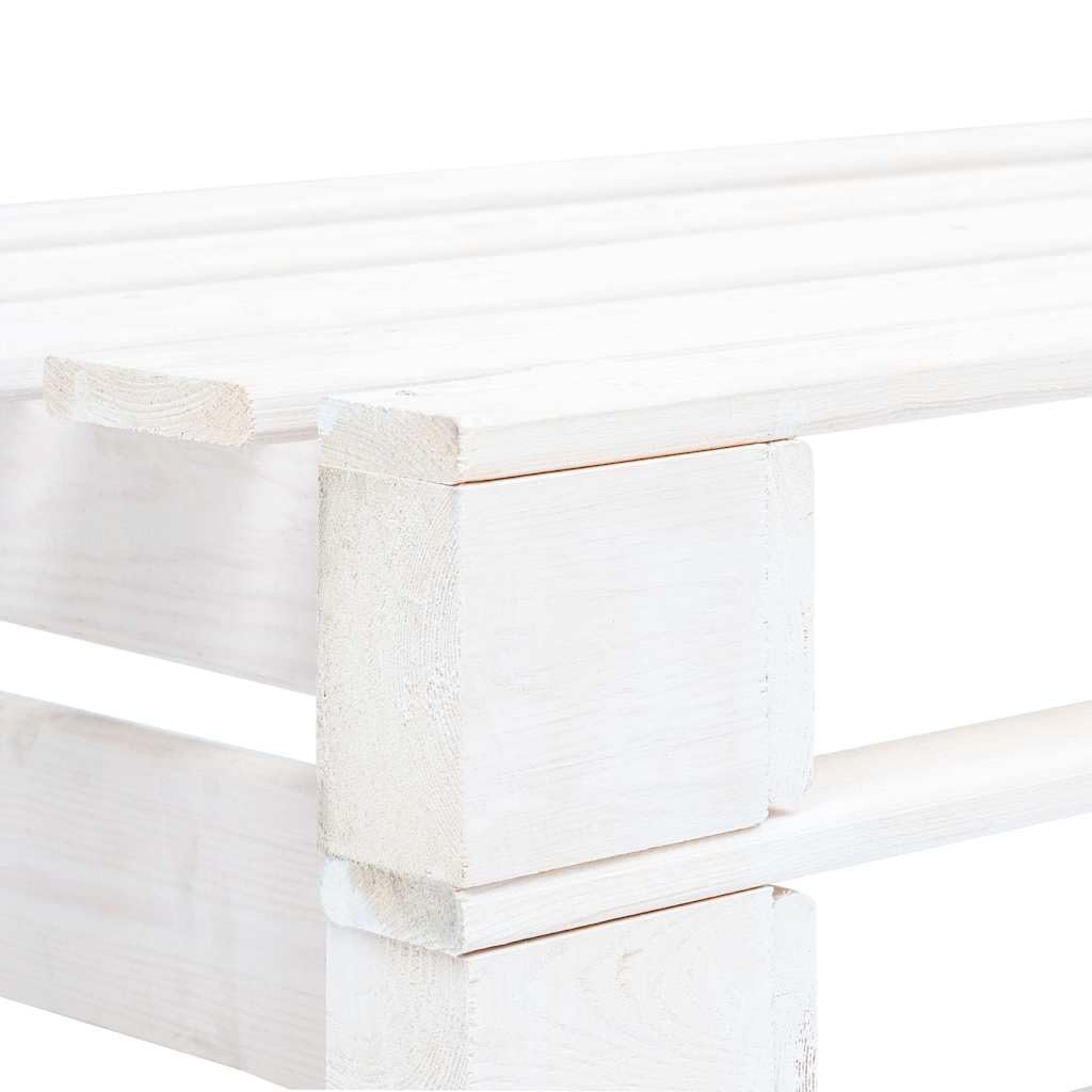 Palety do aktywności na świeżym powietrzu, z impregnowanego na biało drewna sosnowego z poduszkami, 110 x 65 x 55 cm, odporna na warunki atmosferyczne, część środkowa, na taras, balkon