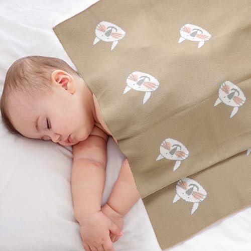 Image of Hadetoto Baby Blankets for Boys and Girls | Newborn, Knitted Cotton, Swaddle Blankets, Neutral Crochet Receiving Blanket, 40 x 30 inches
