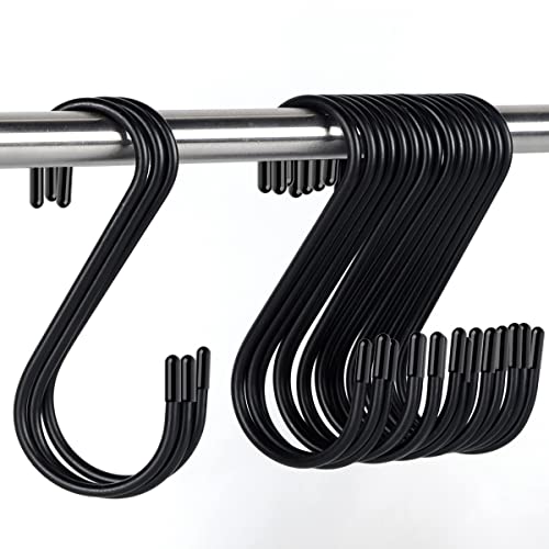 30 Pack S Hooks,3.54 In Matte Black Heavy Duty Metal S Hooks Can With Stand Up To 33 Pounds,For Kitchen,Office,Garden Or Outdoor,S Hooks For Hanging Plants,Clothes,Pots Pans,Cups,Bags, Jewelry,Towels #TOP7