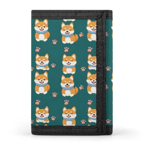 Cute Puppy Paw Print Wallet for Men, 8 Credit Card Holder Slim Minimalist Front Pocket Small Mens Bifold Wallets