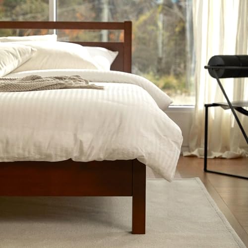 Image of LIFEMENT Signature Wood Platform Bed Frame with Headboard, Essential, Noise Free, Under Bed Storage, No Box Spring Needed, Easy Assembly (Walnut, Full)