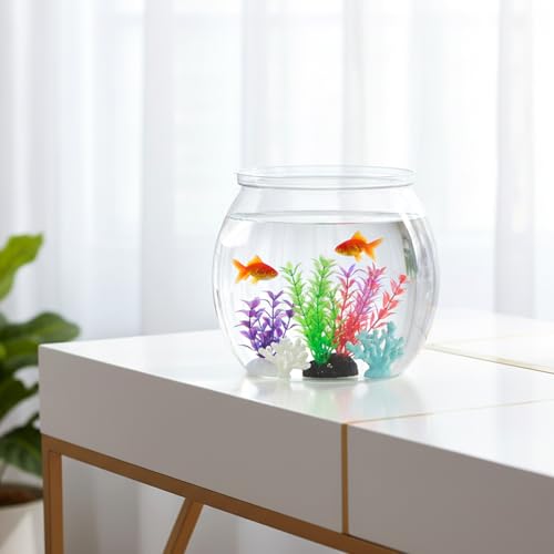 Image of InnoHHustle Mini Plastic Fish Bowl 30 oz Decorative Small Fish Tank Unbreakable Aquarium Starter Kit for Centerpiece Vases Party Decorations