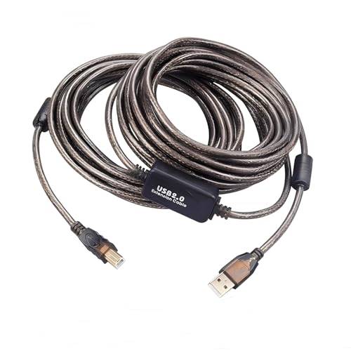 Image of COOLCOLD 25 Meter USB 2.0 Active Printer Cable (82 FT) | USB A Male to B Male | High-Speed Signal Booster Extension Cable | Compatible with HP, Canon, Epson, Brother, Dell, Samsung &Lexmark Printers