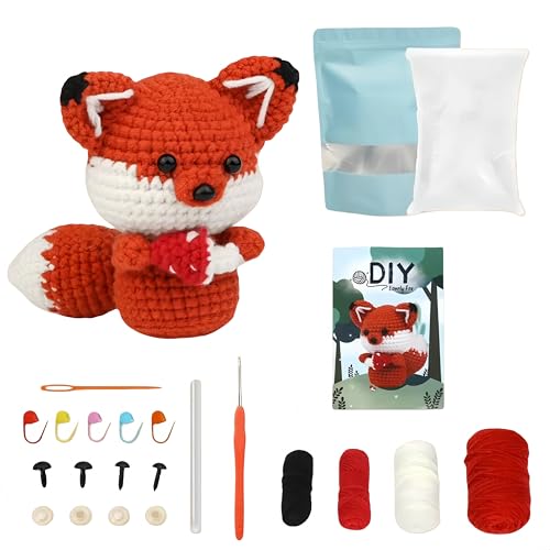 Crochet Kit for Beginners - Easy Arts and Crafts Knitting & Crochet Animals Kit - Red Fox