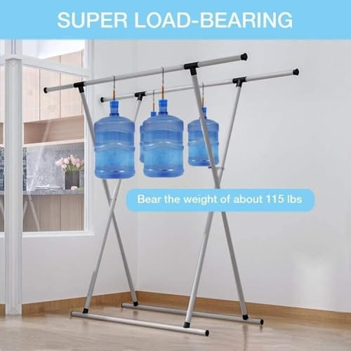 Adjustable Clothes Drying Rack, Stainless Steel Double Rail Laundry Airer, Folding Hanger for Indoor & Outdoor Use, 1.6m