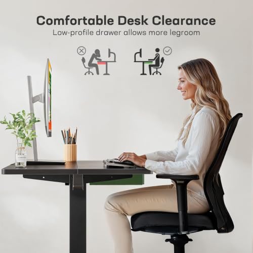 Image of Marsail 48x24 Electric Standing Desk - Adjustable Height Computer Desk with Memory Presets, Storage Bag & Cable Management for Home Office & Gaming Workstations