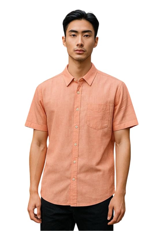 Image of Men's Khadie Cotton Half Sleeves Plain Solid Casual Shirt