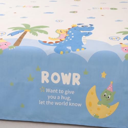Image of Filymore Kids Single Bedsheet with 1 Pillow Cover | Crocodile Printed Bed Sheet for Single Bed | 240 TC Soft Microfiber Bedding Set | 90 x 60 Inch Bedspread | Blue & White