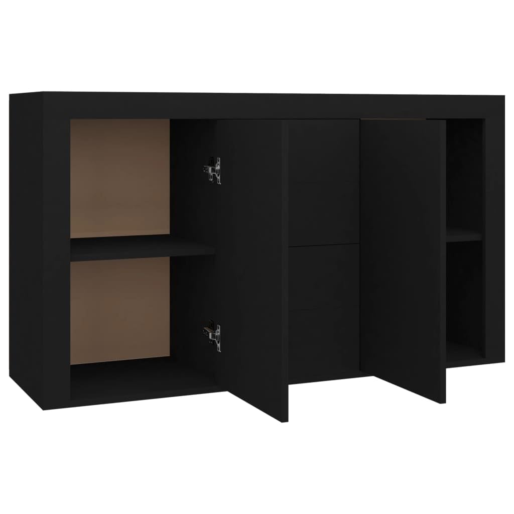 vidaXL Sideboard, Kommode mit viel Stauraum, Schrank mit 4 Schubladen 2 Türen, Mehrzweckschrank Anrichte für Wohnzimmer, Schwarz 120×36×69cm Holzwerkstoff