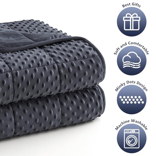 Topcee Weighted Blanket King Size (20lbs 80"x87"), Minky Dots Heavy Blanket for Woman, Man Sleeping, Soft, Cozy and Cooling Weighted Throw Blankets, Machine Washable, Grey