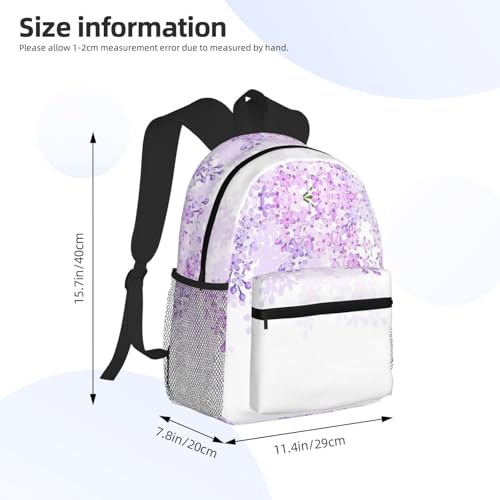 Sac à dos fleurs lilas au design unique imprimé fleuri et base noire robuste - 4