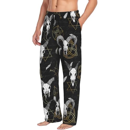 Gothic Style Cool Goat Skull Mens Pj Pants,Soft Men Lounge Pants,Mens Pajama Pants Bottoms,Sleep Pants For Men