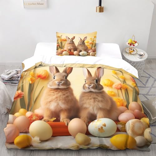 Parure de lit lapin IOFEER multicolore 135x200cm en microfibre - 3