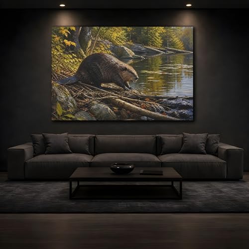 Déco murale castor grand tableau horizontal pour grand mur - 4