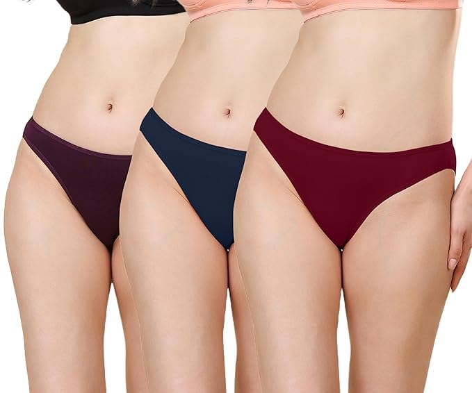 louryn koulyn Women Super Combed 100% Pure Cotton Mid Waist Bikini Panty | Cotton Underwear with Elastic Waistband | Low Waist Comfort Fit-picture-53
