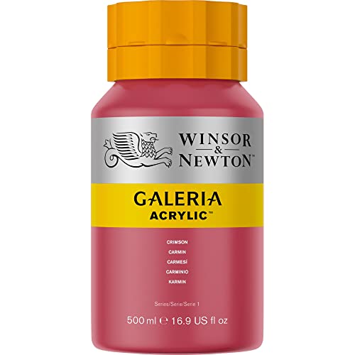Image of Winsor & Newton Galeria Acrylic Colour - Jar of 500 ML - Crimson (203) - Highly Pigmented Lightfast Artists' Acrylic Paints for Canvas, Wood, Fabric & Paper - More Colours Available