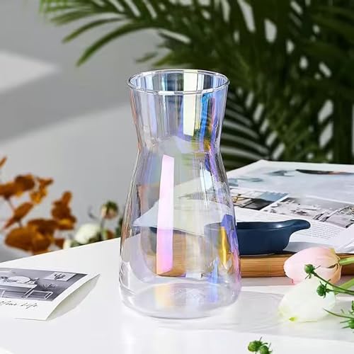 DARENYI Jarrón de Cristal Florero de Vidrio Transparente Jarrón Decorativo Moderno para Oficina, Hogar, Cocina, Decoración de Boda