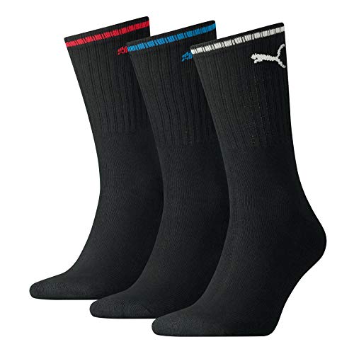 PUMA Mixte Puma Unisex Sport Crew Stripe Socks (3 Pack) Chaussettes, Noir, 39-42 EU