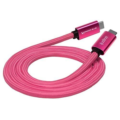 KONDOR BLUE x iJustine | Complete Collection | 9 Braided Cable Pack with EDC Tech Pouch for Cable Organization, Compatible with Phones, Computers, Cameras, & Beyond | Pink