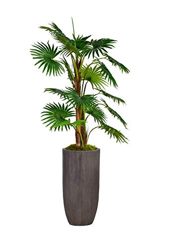 Vintage Home Green Emerald Artificial Faux Palm Tree With Fiberstone Planter For Home Decor, 63", Brown #TOP10