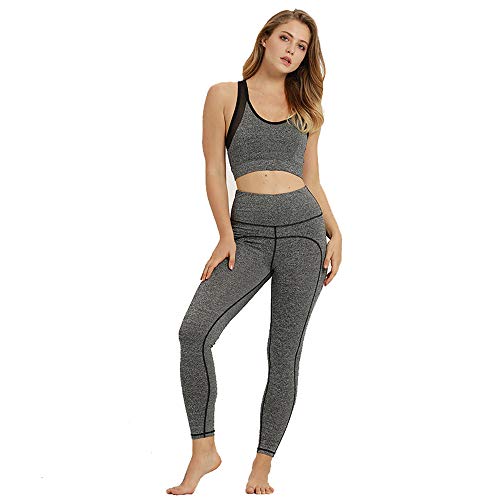 Women's Fitness Running Athletic Tracksuits Moisture Wicking Yoga Tight Solid Color Stitching Suit Yoga Clothes Sports Running Fitness Clothes Female Stretch Fitness Suit