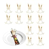 U-Vathing 12PCS Wooden Easter Bunny Napkin Rings,Rabbit Napkin Ring Holders Table Dinner Easter Napkins Ring for Easter Spring Holiday Farmhouse Wedding Dinner Parties Home Table Decoration